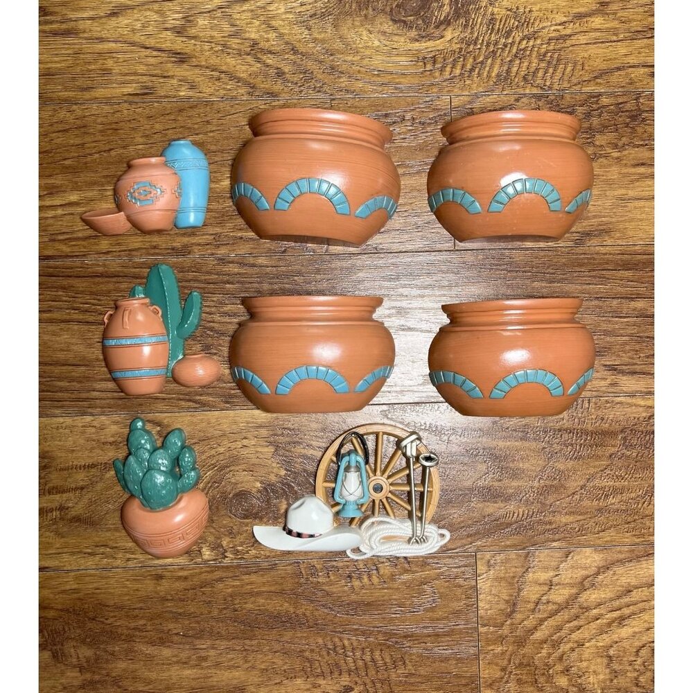 Vintage Burwood Southwestern Theme Wall Hangings Wall Pockets lot of 8 - USA